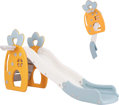 Costway Foldable Kids Slide w/ Basketball Hoop Buffer Zone 28176359 New