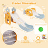 Foldable slide with basketball hoop, made of BPA-free HDPE, perfect for kids aged 3+, suitable for indoor playrooms.