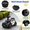 Toddler sliding car in black with steering wheel, under-seat storage, and police lights for engaging play and stability.