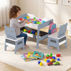 Toddler table and two bear-shaped chairs in grey, featuring a reversible chalkboard and spacious storage for creative.