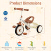 Toddler tricycle with adjustable seat, all-terrain wheels, and rear storage basket for kids aged 3-5 years old.