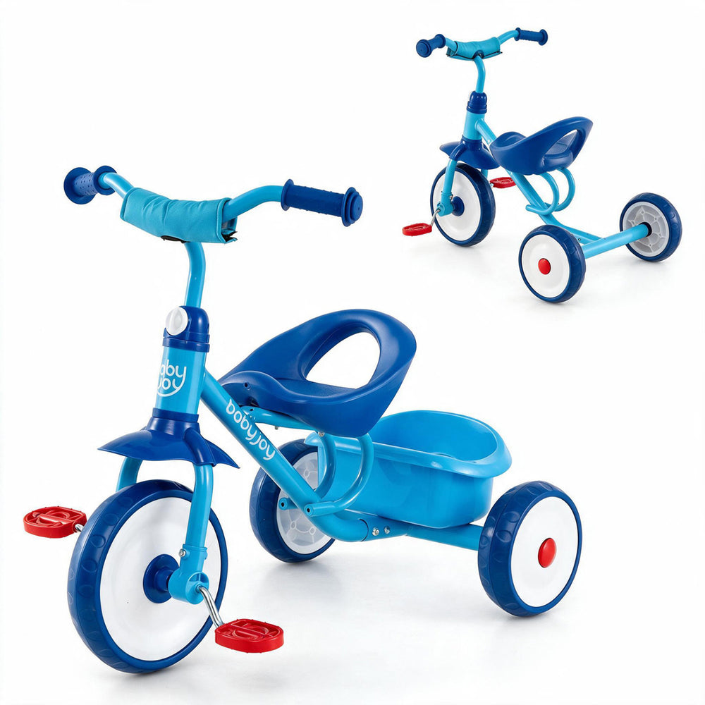 Toddler Tricycle for Boys and Girls 2-5 Years Old  with Removable Rear Storage Basket-Blue - Gallery View 1 of 1
