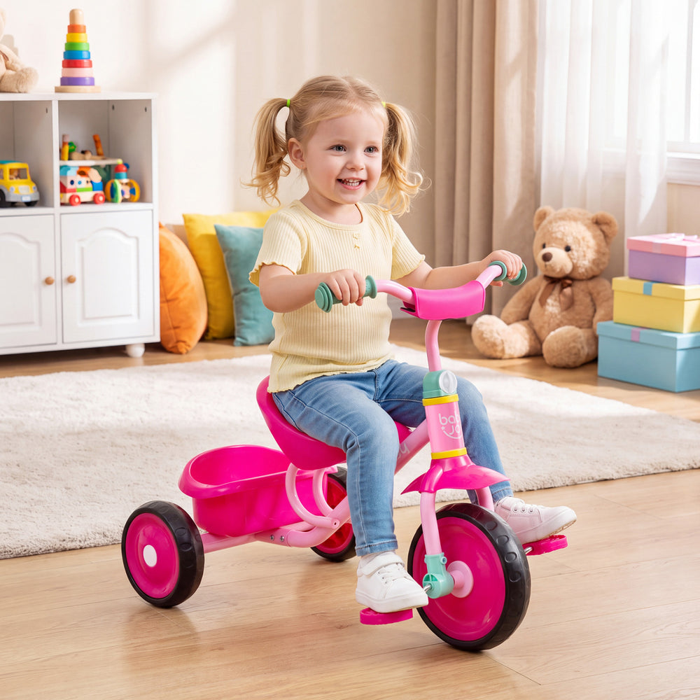 Toddler Tricycle for Boys and Girls 2-5 Years Old  with Removable Rear Storage Basket-Pink - Gallery View 1 of 11