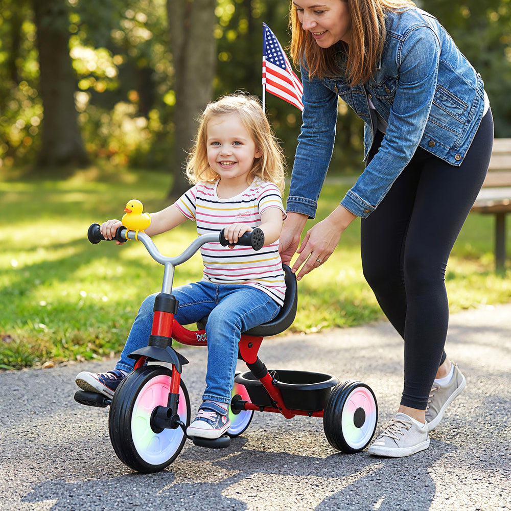 Toddler Tricycle with 3-Position Seat and Storage Basket for Kids-Red - Gallery View 1 of 11