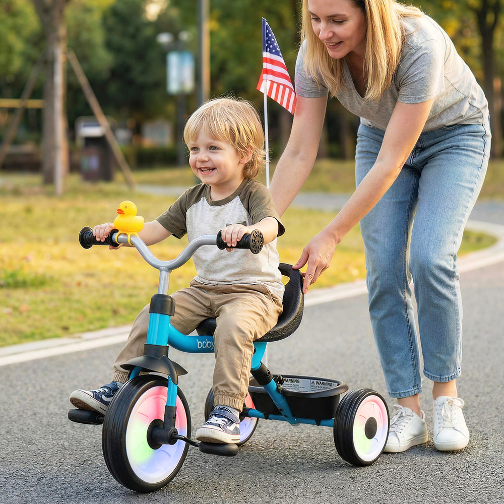 Toddler Tricycle with 3-Position Seat and Storage Basket for Kids-Blue - Gallery View 1 of 11
