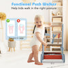 2-in-1 toddler wooden push walker with activity center, featuring mini tools and a stable 4-point base for safe walking.