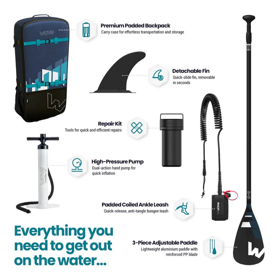 Wave Tourer 2.0 Inflatable Paddle Board 10'3" Stable Durable SUP with Accessories New