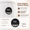 Digital control panel of the Towel Warmer Heated Bucket with timer, temperature settings, and dual-data display features.