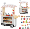 Toy cart play set with POS machine, scale, and 30 accessories for kids, designed for fun and easy mobility.