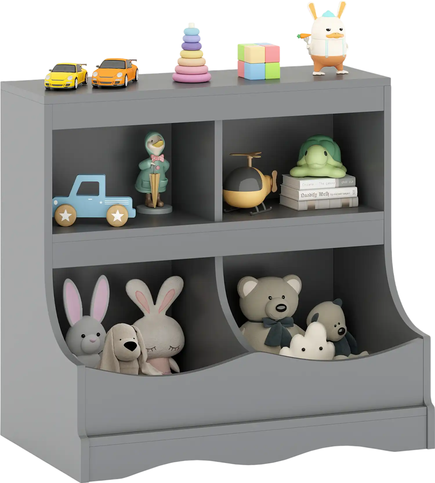 Costway 4-Cubby Kids Toy Storage Organizer Bookcase 34939236 New