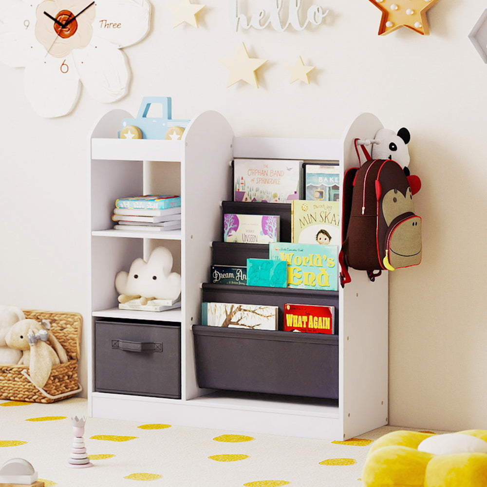 Toy Storage Organizer with 4-Tier Sling Shelves-White - Gallery View 1 of 11