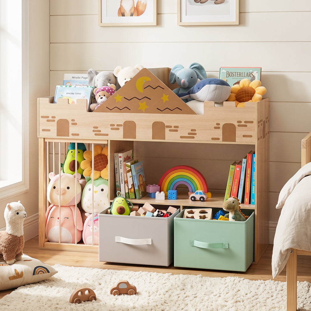 Toy Storage Organizer with Stuffed Animal Storage and Open Shelves-Natural - Gallery View 1 of 10
