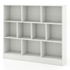 41-inch white wooden toy storage organizer with 10 open cubes, perfect for kids' rooms and easy access to toys.