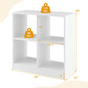 4-cube kids bookcase in white with open shelves, designed for toy and book storage, featuring anti-toppling device for.