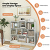 41-inch white wooden toy storage organizer with 10 open cubes, ideal for kids' rooms and easy access to toys and books.