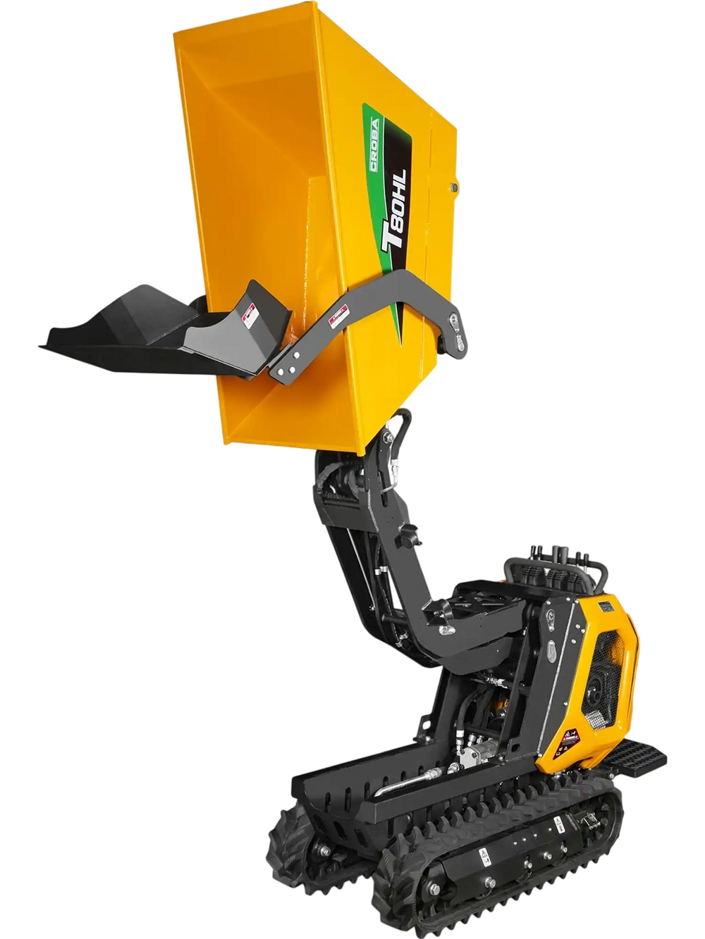 1100lb 420cc E-start Gas Engine Stand-ON Hydraulic Track Dumper Hydraulic Tipping and Lifting with Self-Loading,  T80HL