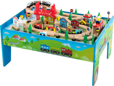 Costway 80-Piece Wooden Train Set Table 31492586 New