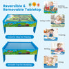 Reversible and removable tabletop for kids, featuring a colorful map for play, drawing, and studying activities.
