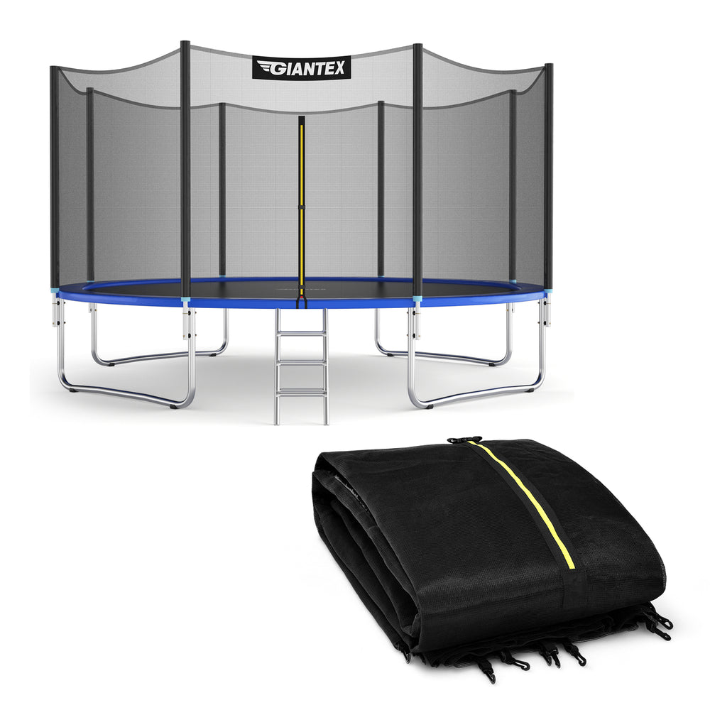 12 ft trampoline replacement protection enclosure net with zipper, made of durable PE material for enhanced safety.