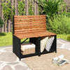 Transforming picnic table and chairs set with storage, featuring acacia wood and PE rattan, perfect for outdoor patios.
