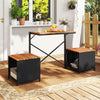 Transforming picnic table and chairs set with storage, featuring durable PE rattan and acacia wood, perfect for outdoor.