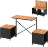 2-in-1 Transforming Picnic Table and Chairs Set with Storage