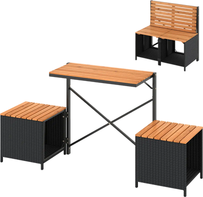 Costway 2-in-1 Transforming Picnic Table Chairs Set with Storage 718245693 New
