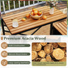 Transforming picnic table with premium acacia wood, slatted design, and built-in storage for outdoor convenience.
