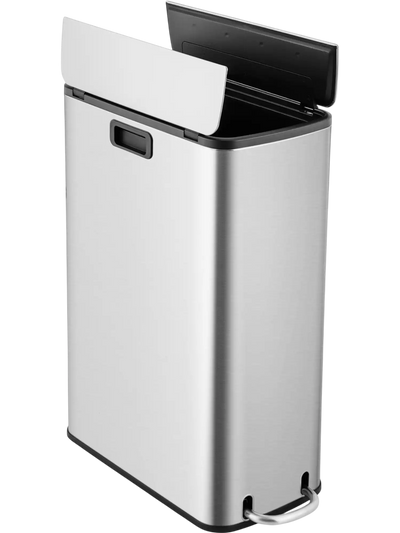 Costway 12 Gal Stainless Steel Trash Can Soft-Closing Wing Lids 42956731 New