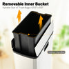 Removable inner bucket with hidden handles for easy disposal, designed for 12 Gal stainless steel trash can in silver.