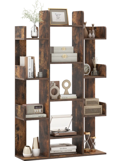Costway Tree-Shaped Bookshelf 13-Compartment Home Office Bookcase 70324968 New