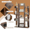 Tree-shaped bookshelf in rustic brown with 13 compartments, stable base, and non-slip foot pads for home office.