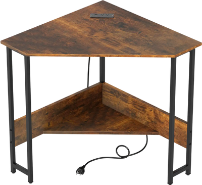 Costway Triangle Corner Computer Desk with Charging Station 58124369 New