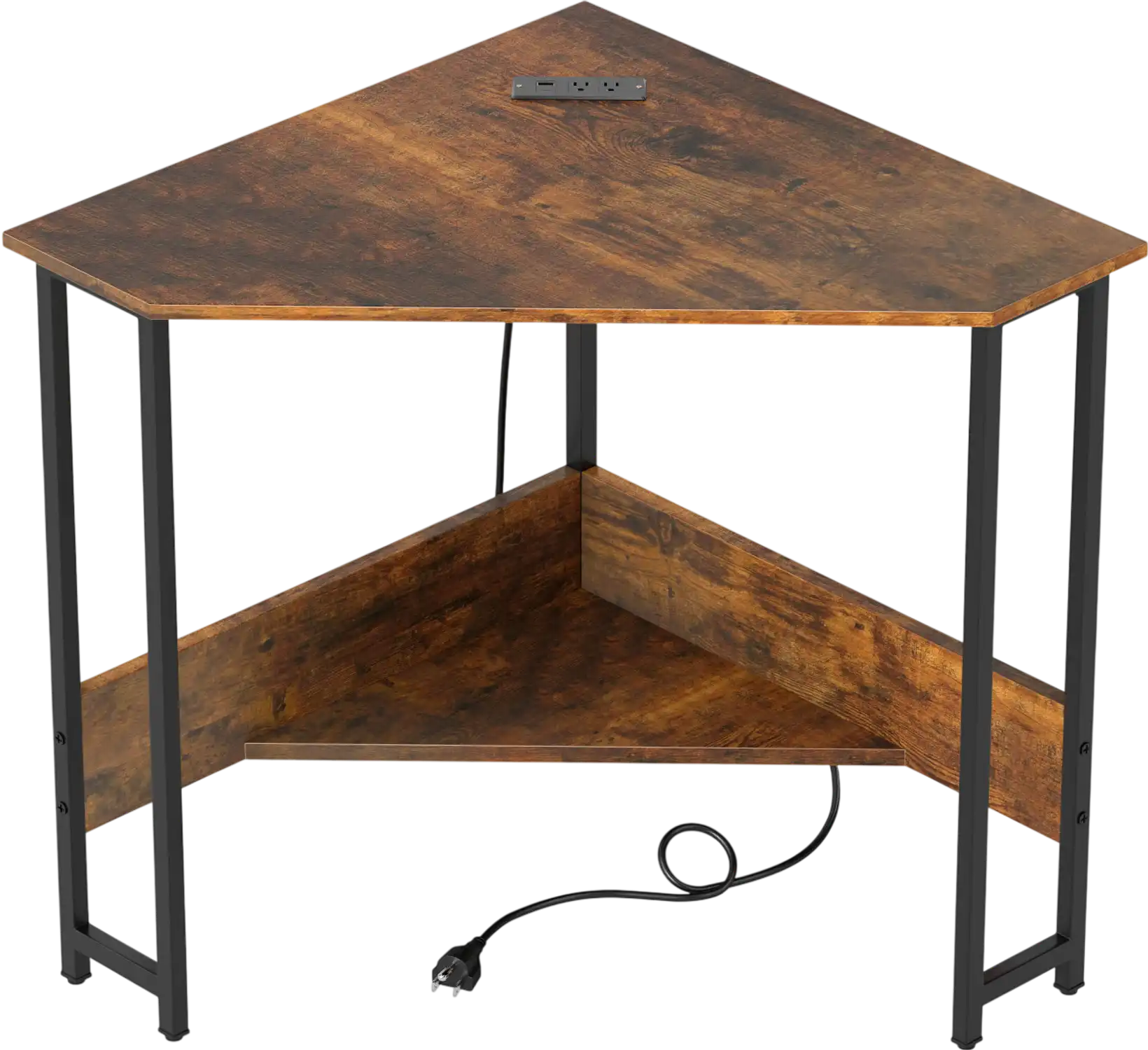 Costway Triangle Corner Computer Desk w/ Charging Station 58124369 New
