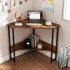 Triangle Computer Corner Desk with Charging Station-Rustic Brown - Gallery View 1 of 10