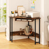 Triangle corner desk in rustic brown with a stylish triangular design and ample space for organizing electronics and.