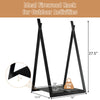 Triangle firewood rack in black, featuring a sturdy steel frame and raised base for outdoor activities, holds 132 lbs.