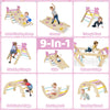 Triangle set featuring a climbing ramp, slide, and balance bridge, designed for safe play and development in kids.