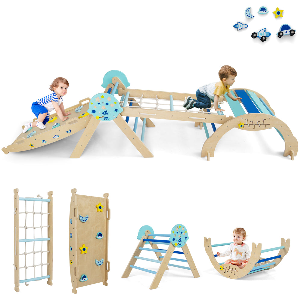 Triangle Set 8-in-1 Foldable Baby Climbing Toys Astronaut/Unicorn Theme-Blue - Gallery View 1 of 10
