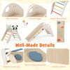 Panda-themed kids climbing set featuring smooth edges, beech wood rods, and colorful handrails for safe play and.