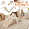 Panda-themed foldable kids climbing set featuring a triangle slide, balance bridge, and climbing triangle for active.
