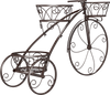 Tricycle plant stand in bronze with 3 hollowed baskets, ideal for indoor or outdoor plant display and decoration.