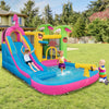 Inflatable bounce castle with water slide, featuring vibrant colors and a water gun, perfect for summer fun in the.