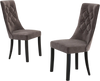 Tufted dining chairs set of 2 in gray with high backrest and padded seat, perfect for dining rooms or elegant spaces.
