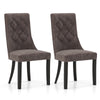 Set of 2 tufted dining chairs in gray with high backrest and padded seat, perfect for dining or accent seating.