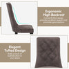High backrest tufted dining chair in gray with padded seat, ideal for living room or restaurant use.