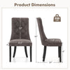 Tufted dining chair dimensions with gray velvet upholstery, high backrest, and rubber wood legs for elegant support.