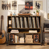Turntable Stand with Charging Station and Vinyl Storage Shelves-Rustic Brown - Gallery View 1 of 11