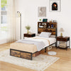 Twin/Full/Queen/King Size Bed Frame with Storage Headboard Industrial Metal Platform Bed-Twin Size - Gallery View 1 of 10