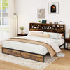 Twin/Full/Queen/King Size Bed Frame with Storage Headboard Industrial Metal Platform Bed-King Size - Gallery View 1 of 9